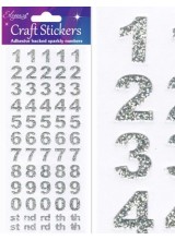 NEW! Eleganza Silver Sparkly Self Adhesive Number Stickers With Bold Font ~ A 60 Piece Set For Gift Packaging, Scrapbooking, Card Making & More